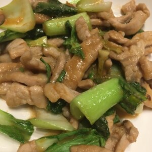 生姜焼き用豚肉と青梗菜の炒め物